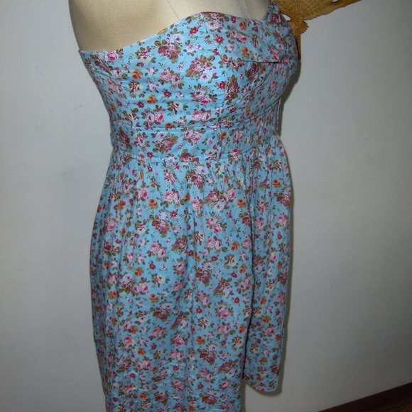 DEB Strapless Blue Floral Dress Juniors 13 - Picture 2 of 12